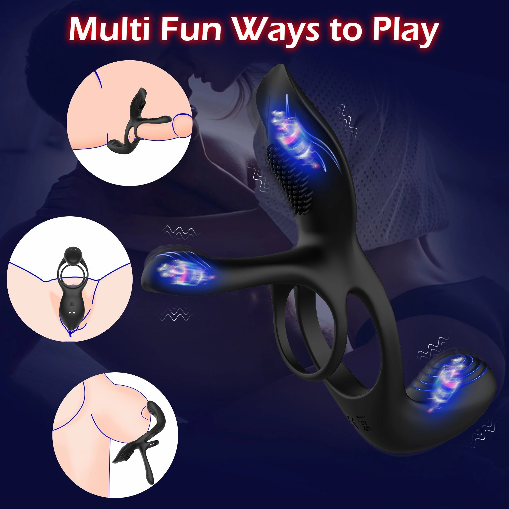 Vibrating Cock Ring with 3 Motors