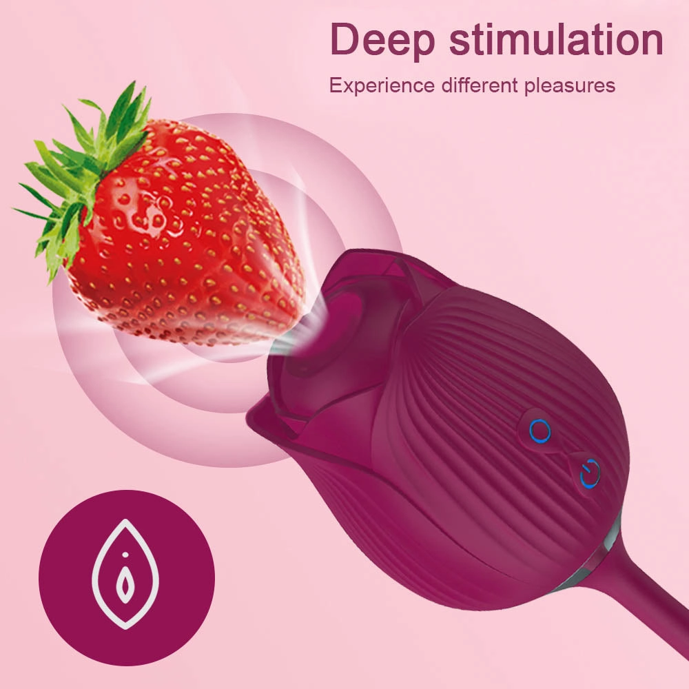 Vibrating Rose Clit Sucker with Wiggle Finger Vibrator S5