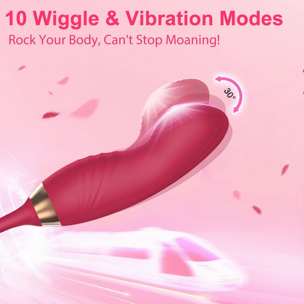 Vibrating Rose Clit Sucker with Wiggle Finger Vibrator S5