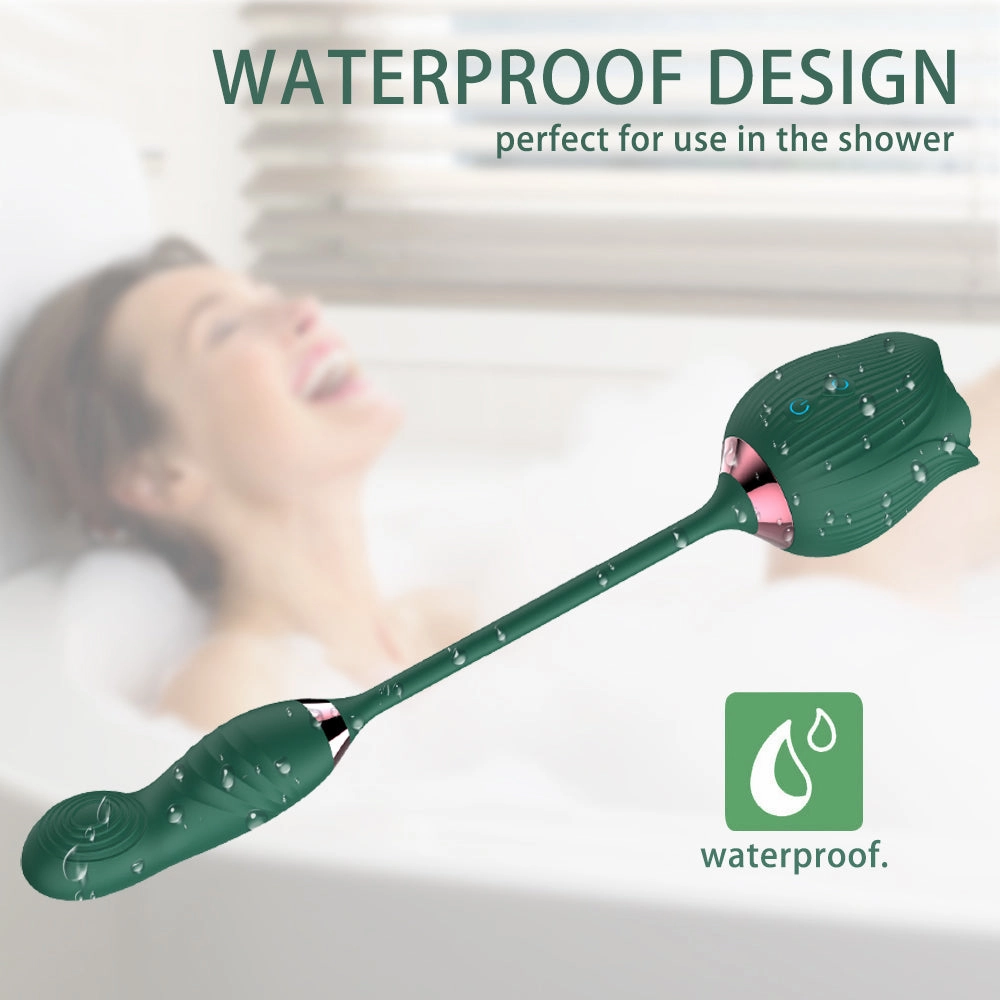 Vibrating Rose Clit Sucker with Wiggle Finger Vibrator S5