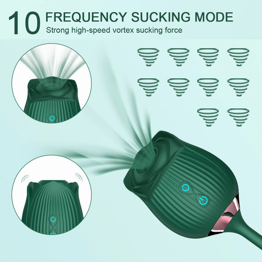 Vibrating Rose Clit Sucker with Wiggle Finger Vibrator S5