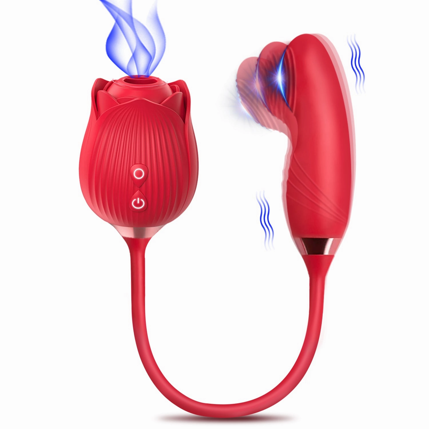Vibrating Rose Clit Sucker with Wiggle Finger Vibrator S5