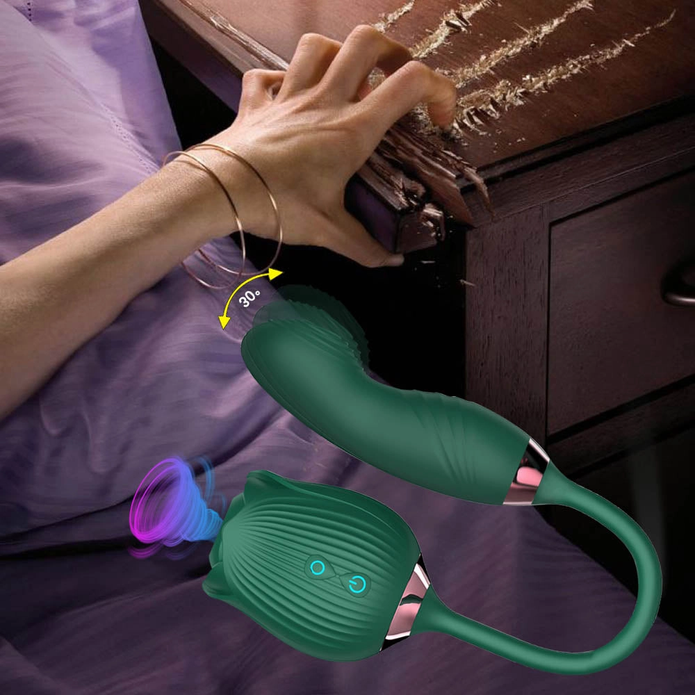 Vibrating Rose Clit Sucker with Wiggle Finger Vibrator S5