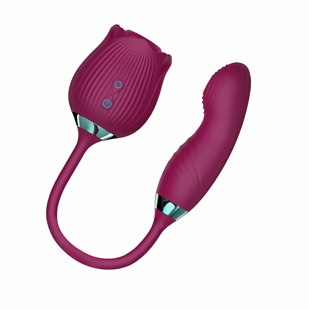 Vibrating Rose Clit Sucker with Wiggle Finger Vibrator S5
