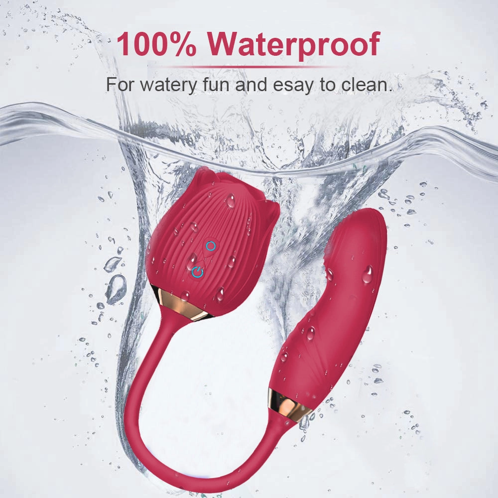 Vibrating Rose Clit Sucker with Wiggle Finger Vibrator S5