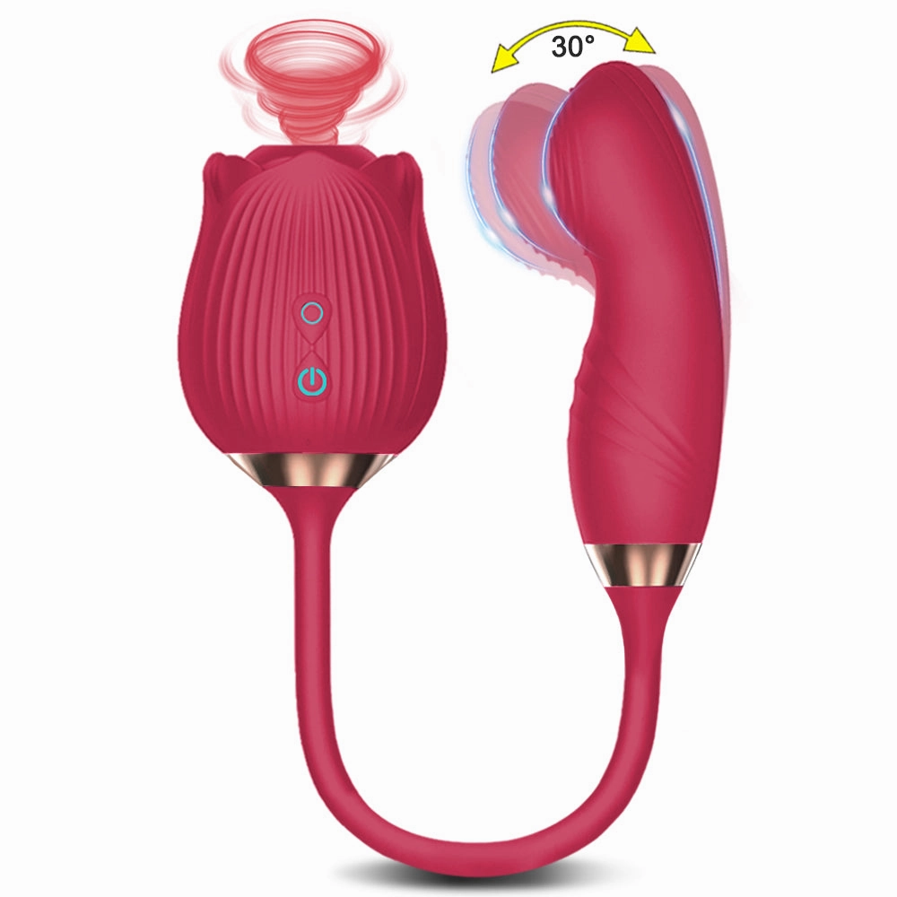 Vibrating Rose Clit Sucker with Wiggle Finger Vibrator S5