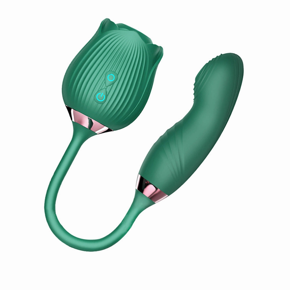 Vibrating Rose Clit Sucker with Wiggle Finger Vibrator S5