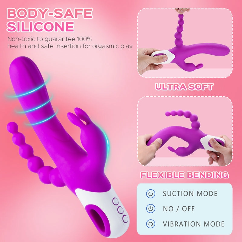 Violet Sonata - Triple Rabbit Vibrator with Anal Beads 