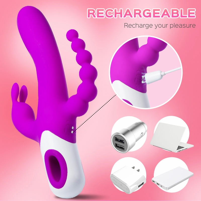 Violet Sonata - Triple Rabbit Vibrator with Anal Beads 
